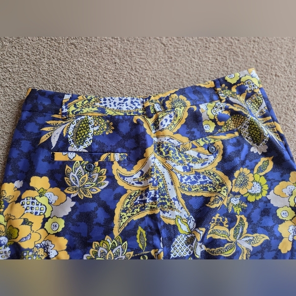 Banana Republic Blue and Yellow Floral Cropped Pants - Picture 5 of 6